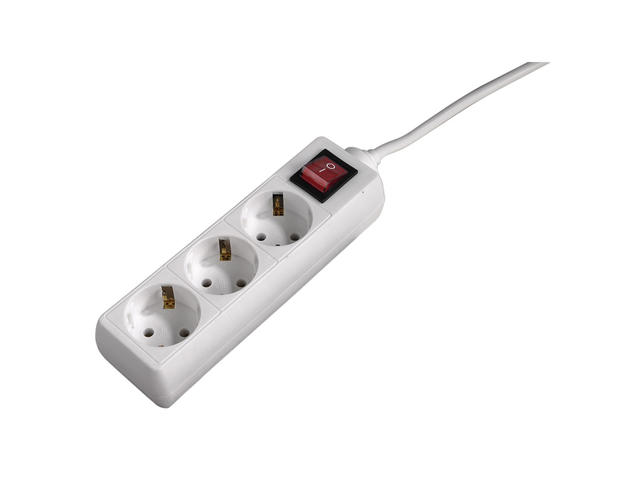 Разклонители Hama 3-Way Power Strip, 5-метров кабел, в бяло