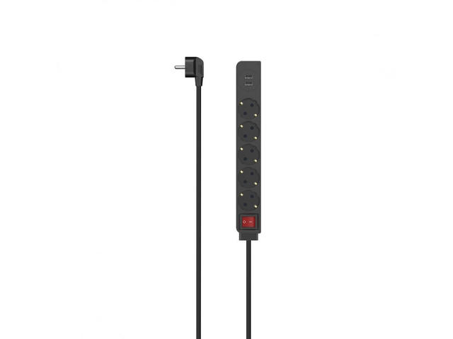 Разклонители Hama разклонител 5 гнезда, USB-A 17 W