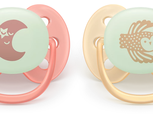 Залъгалки Philips Avent Pacifier Ultra Soft NightTime SCF094/02, 0-6 м., 2 броя