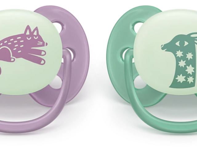 Залъгалки Philips Avent Pacifier Ultra Soft NightTime SCF094/04, 6-18 м., 2 броя
