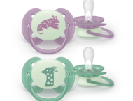 Залъгалки Philips Avent Pacifier Ultra Soft NightTime SCF094/04, 6-18 м., 2 броя